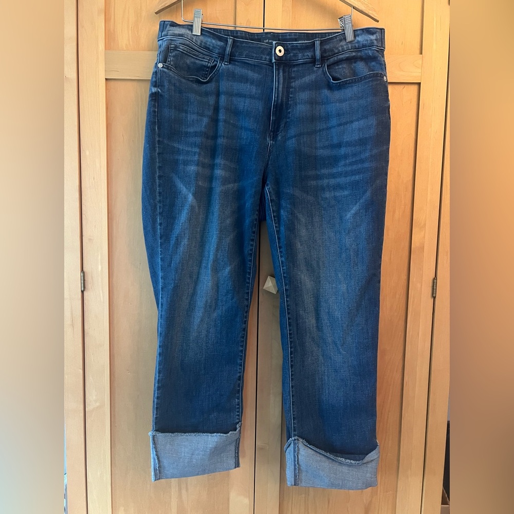J. Jill Denim High-Rise Straight Leg Jeans 18 - Cropped with Cuff